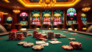 Experience thrilling gaming action at trang chủ w88 with luxurious casino tables and vibrant slot machines.