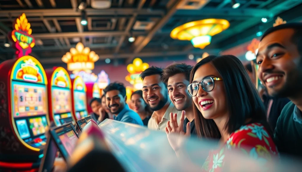 Exciting Hoki138 Pro online gaming scene with diverse players celebrating wins