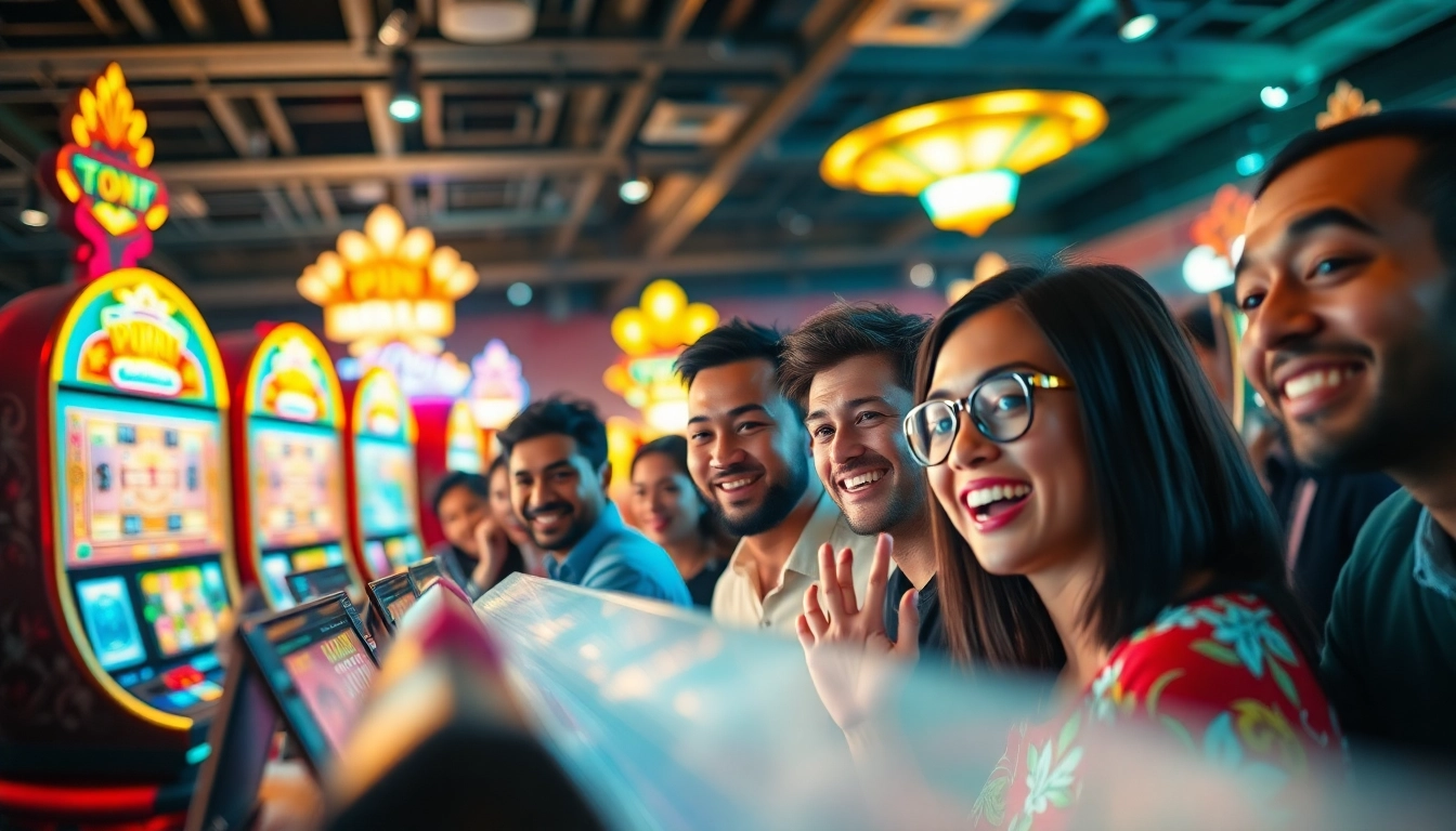 Exciting Hoki138 Pro online gaming scene with diverse players celebrating wins