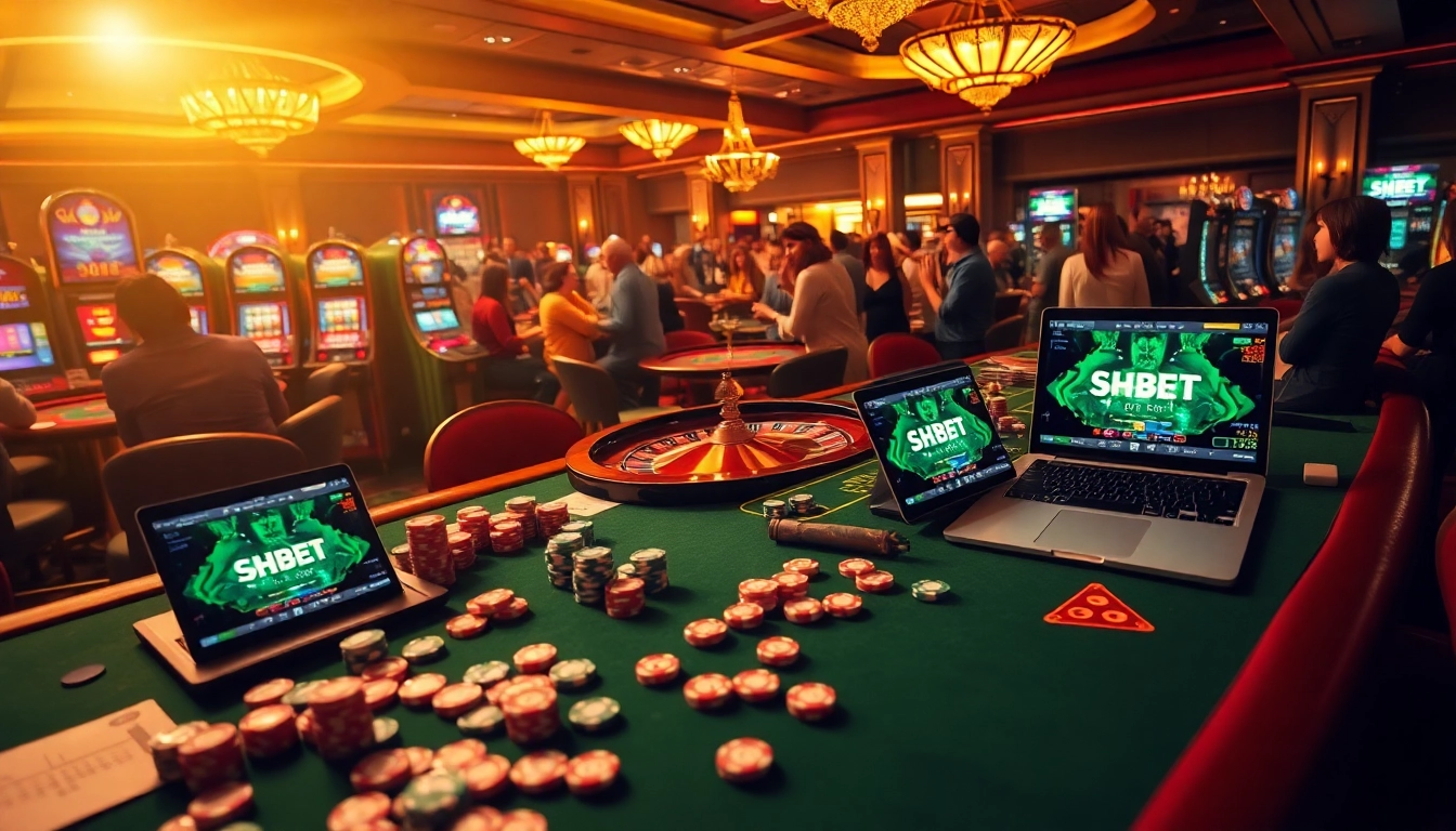 Experience thrilling gaming at SHBET's luxurious casino tables filled with excitement and high-stakes action.