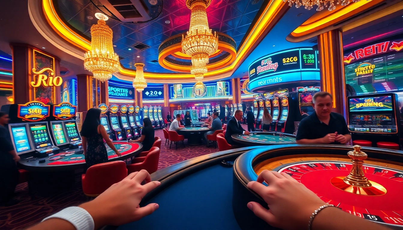 Experience high-stakes gambling in Rio with vibrant casino tables and exciting gaming action.