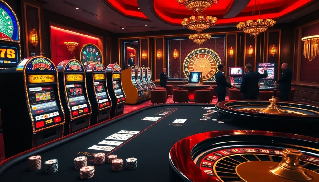 Experience thrilling S8 gameplay at a vibrant casino with sophisticated tables and exciting slot machines.