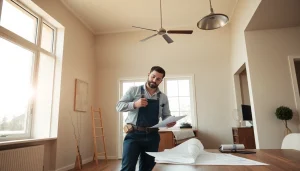 Engaging home renovation process showcasing a skilled contractor in action.