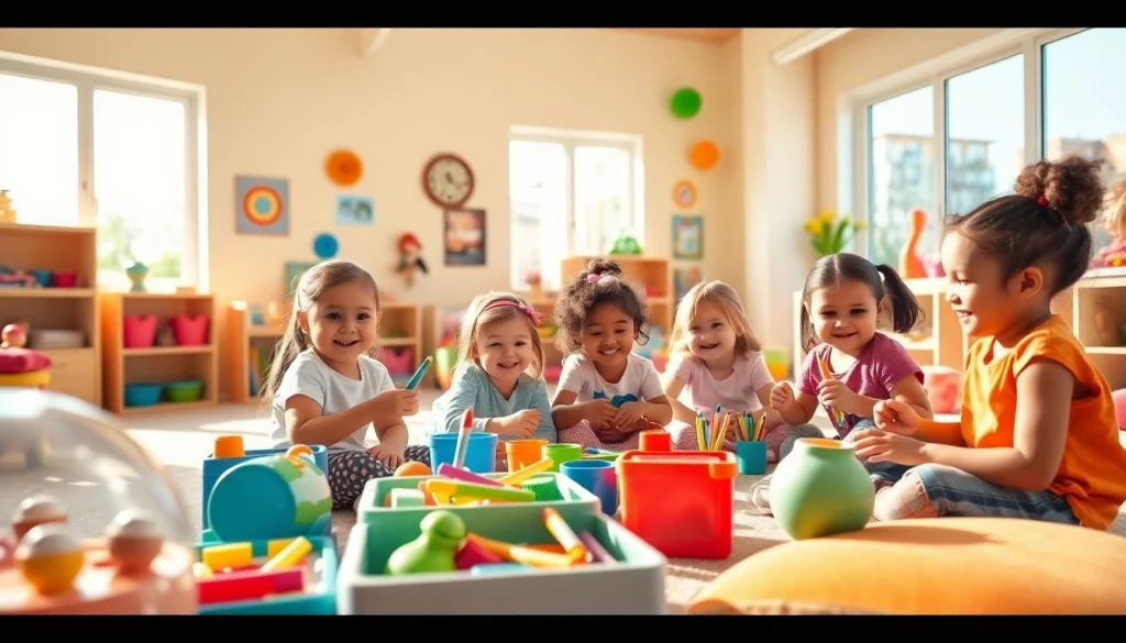 Children play and learn in a vibrant daycare environment at https://juniorsjunction.com.