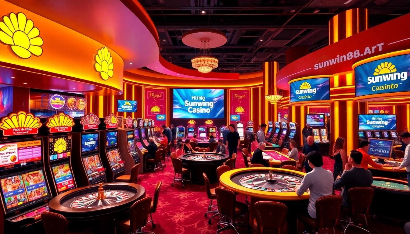 Players enjoying various games at https://sunwin88.art/ in a vibrant online casino atmosphere.
