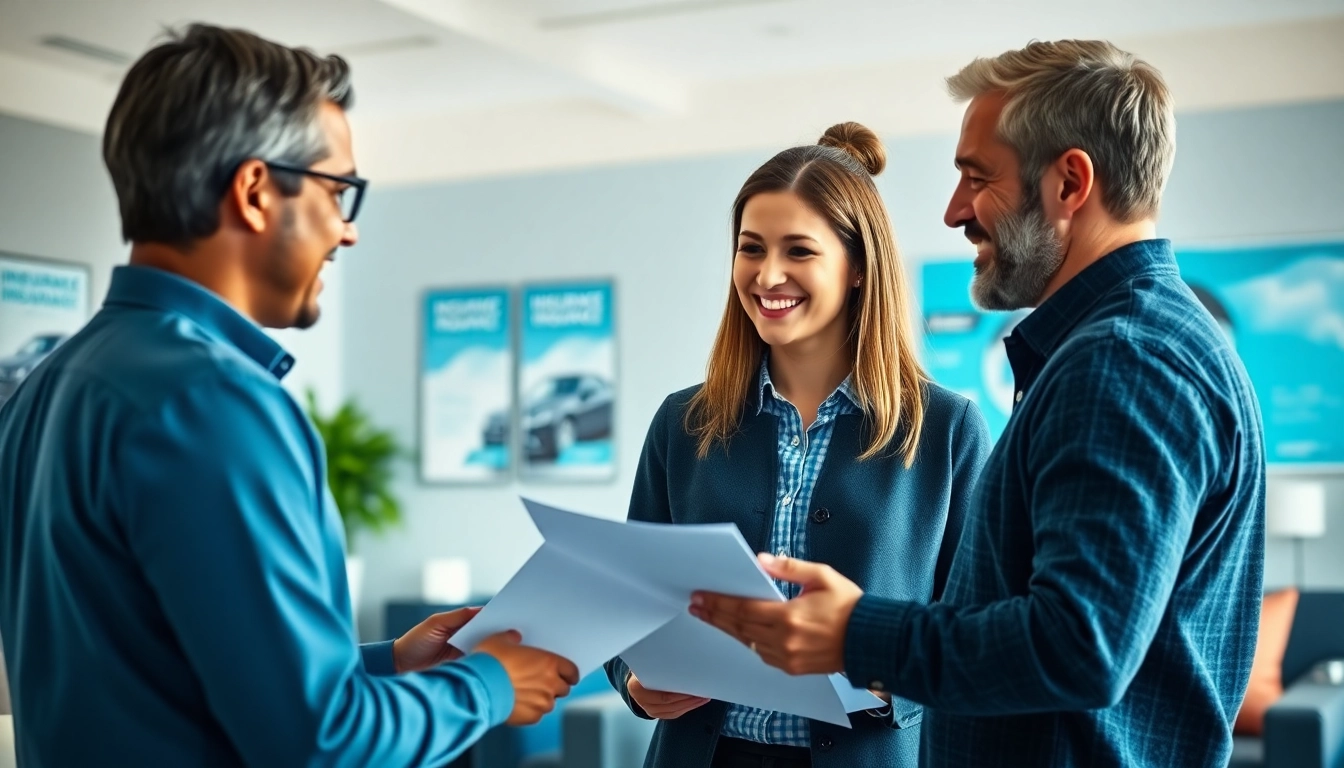 Assurervoitureenligne.fr agents advising clients on car insurance policies.