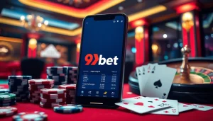 Experience the thrill of betting with the 9Dbet App in a vibrant casino scene.