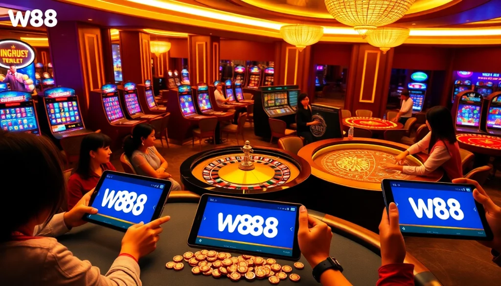 Experience the thrill of gaming on trang chủ w88 with vibrant casino elements.