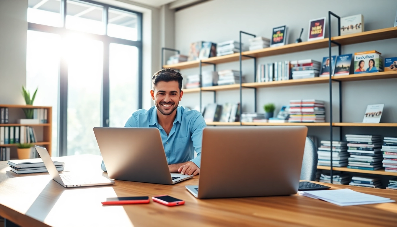 glownexis.com에서 전문적인 기업가가 디지털 마케팅 전략을 구상하는 모습