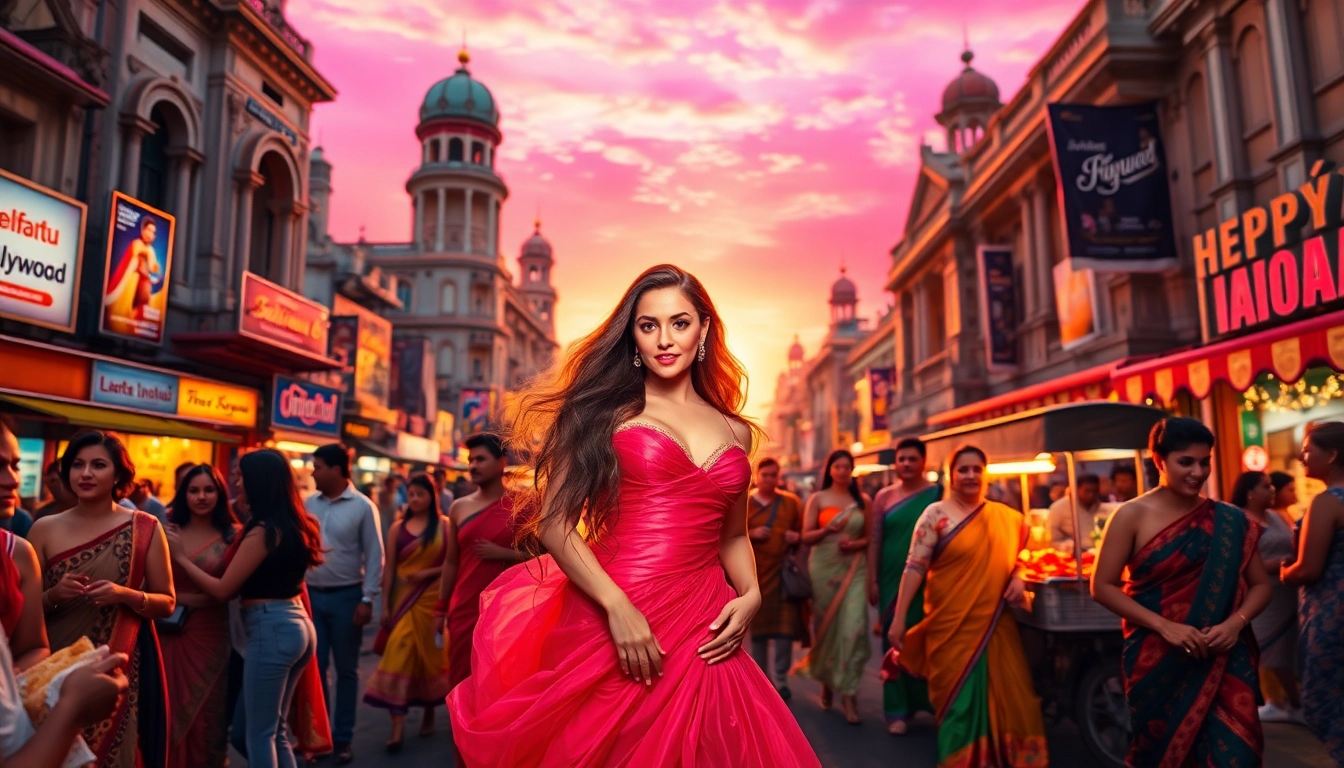 Engaging Bollywood scene from https://theopinionatedindian.com showcasing vibrant street life and glamorous actors.