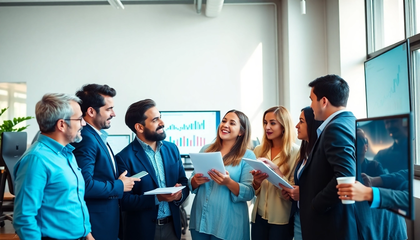 Boost your online presence with https://boost-social-media.com in a vibrant marketing team setting.