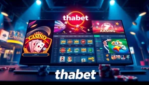 Exciting online betting interface featuring thabet with modern design and casino game elements.