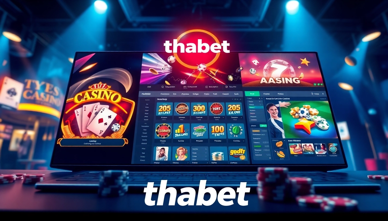 Exciting online betting interface featuring thabet with modern design and casino game elements.