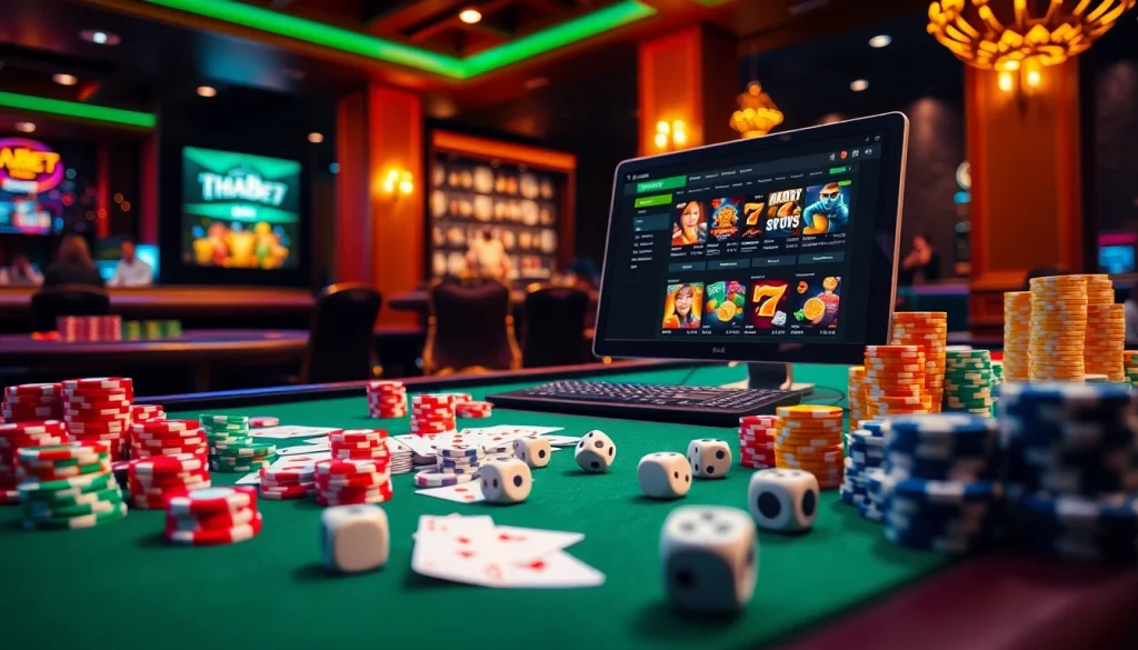 Engage with thrilling games at Thabet77's stunning online casino interface filled with vibrant action.