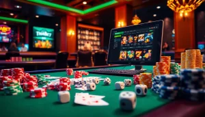 Engage with thrilling games at Thabet77's stunning online casino interface filled with vibrant action.