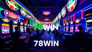 Engaging scene at 78WIN online casino with players enjoying slots and poker.