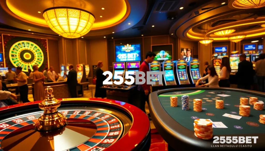 Exciting gambling scene showcasing 255BET's vibrant casino tables and engaging gameplay.