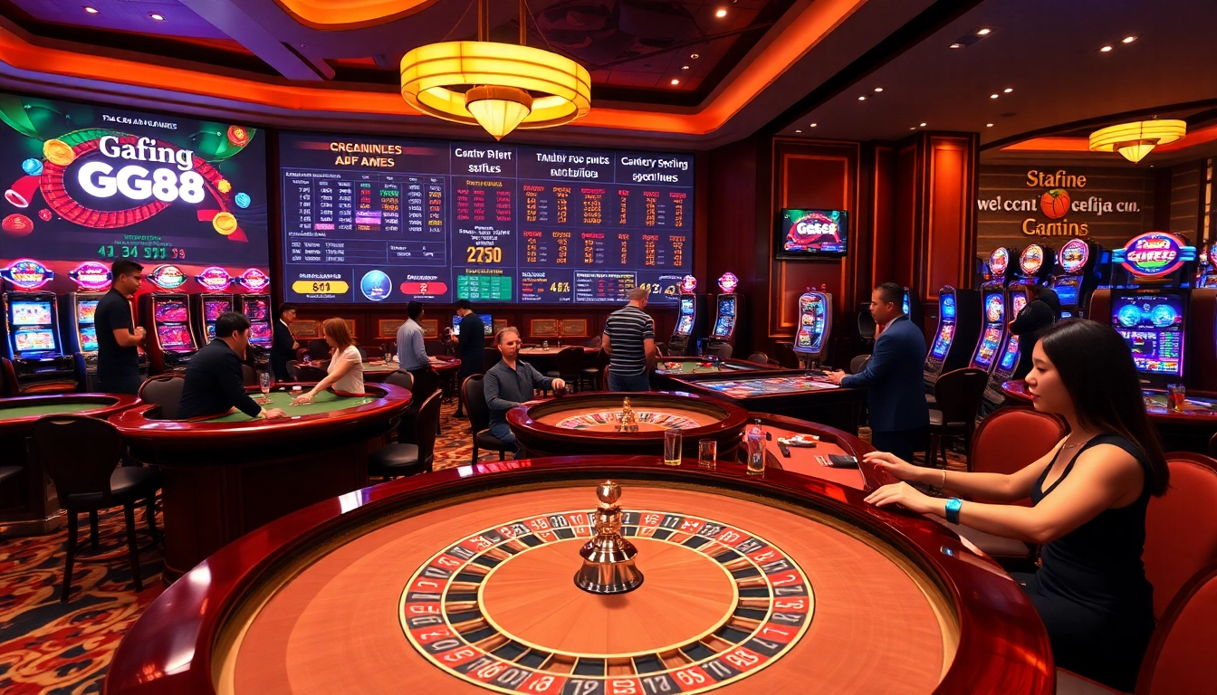 Experience the excitement of GG88 with luxury casino visuals, featuring poker chips and roulette wheels.