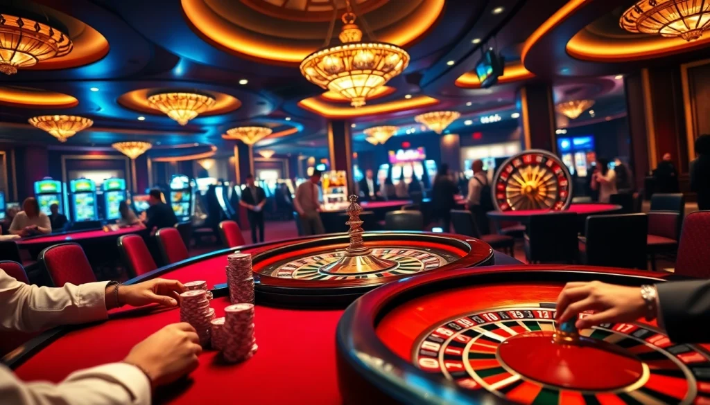 Engaging scene showcasing players enjoying the uu88 bet experience at a professional casino table with vibrant poker chips and cards.