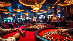 Engaging scene showcasing players enjoying the uu88 bet experience at a professional casino table with vibrant poker chips and cards.