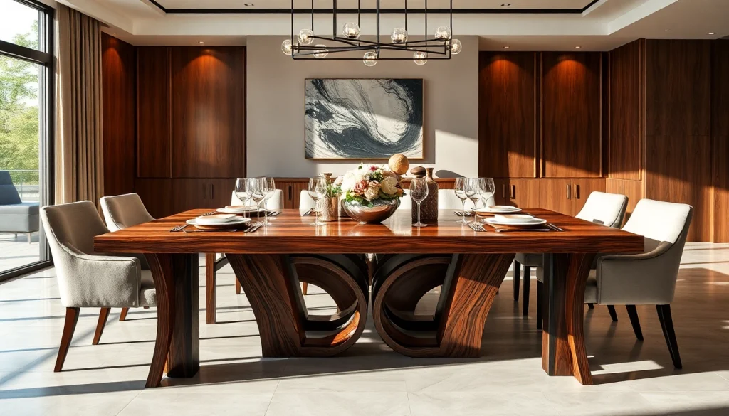 Elegant dining tables set with exquisite decor in a contemporary dining room.