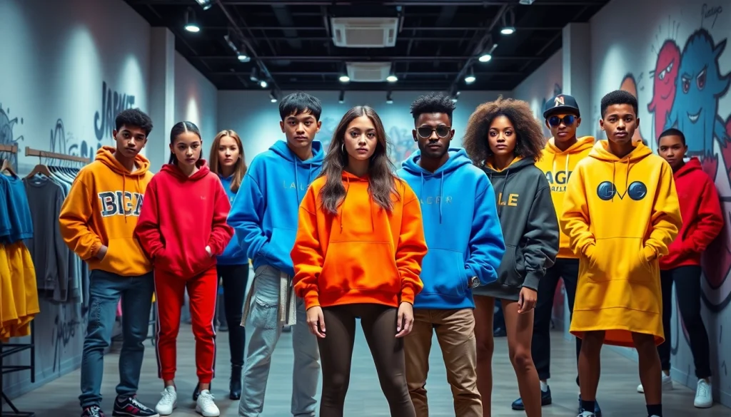 RageOff collection showcasing trendy outfits in a vibrant boutique setting