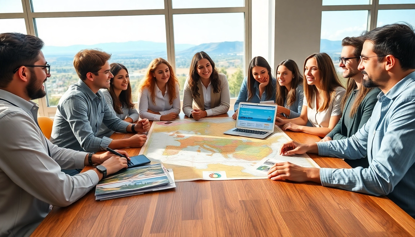 Plan your adventures with insights from http://nuvelios.org, featuring enthusiastic travelers around a map.