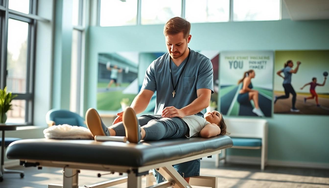 Assessing physical therapy techniques at https://www.fhpts.com in a bright, modern clinic.