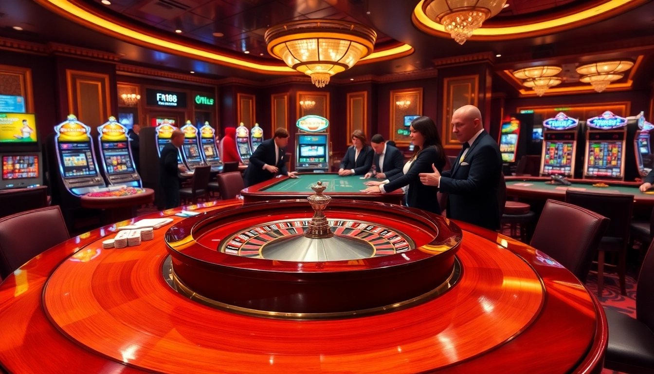 Engaging players at F168 casino with poker chips and roulette wheel excitement