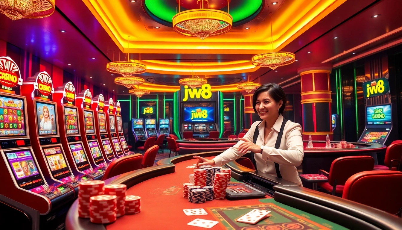 Experience the thrilling action of jw8 casino with vibrant visuals of enticing games and professional dealers.