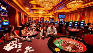 Players enjoying a thrilling experience at Fun88's vibrant casino tables and games.