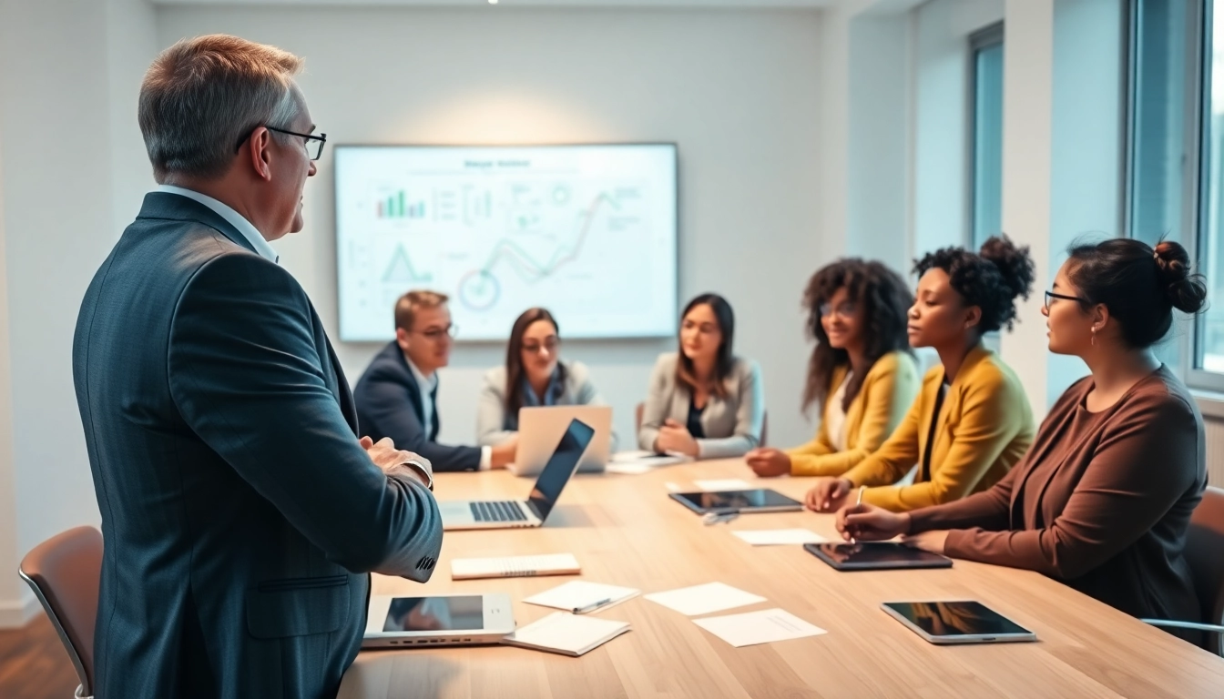 Engaging meeting with a business coach near me, fostering collaboration in a bright office setting.