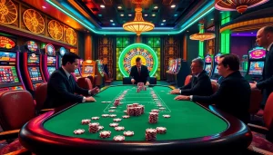 Engaged gamblers exploring the khela88 voucher code at an elegant poker table.