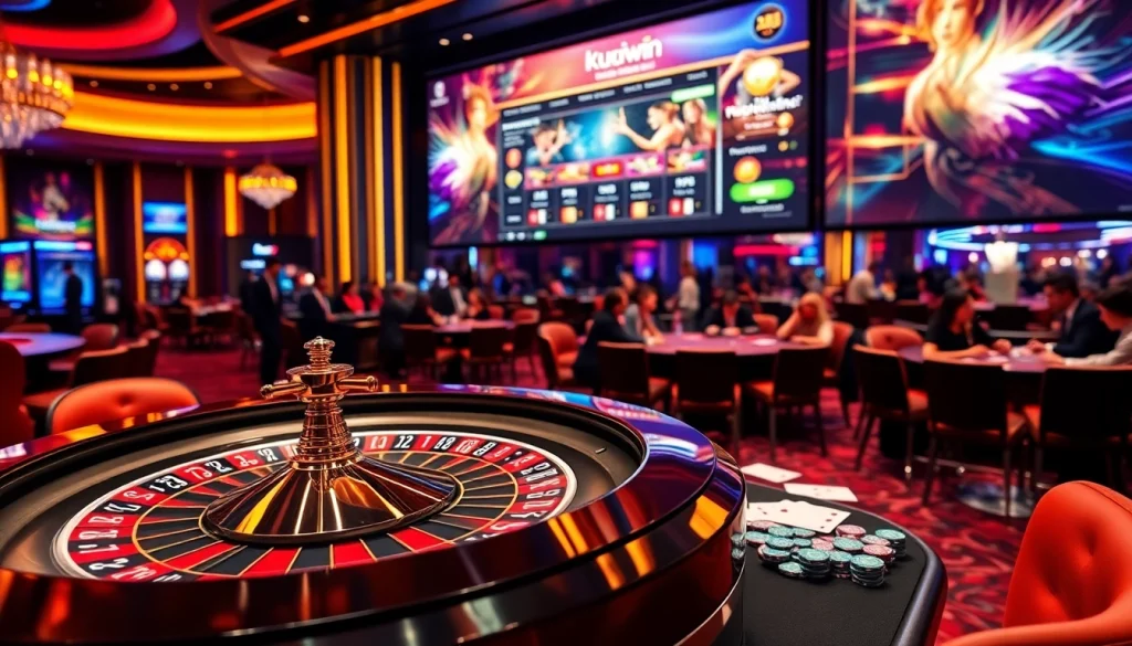A lively casino table image from https://kuwinzhz.com/ featuring vibrant betting chips and cards, emphasizing excitement.