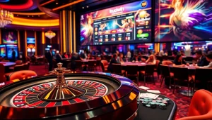 A lively casino table image from https://kuwinzhz.com/ featuring vibrant betting chips and cards, emphasizing excitement.