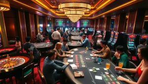 Players winning big at HM88 casino tables, celebrating excitement and luxury.