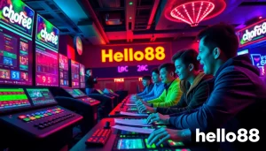 Hello88 logo with vibrant colors and gaming elements showcasing the excitement of online betting