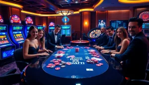 Experience the thrill of gambling at Bugatti8 with glamorous players at a luxurious gaming table.