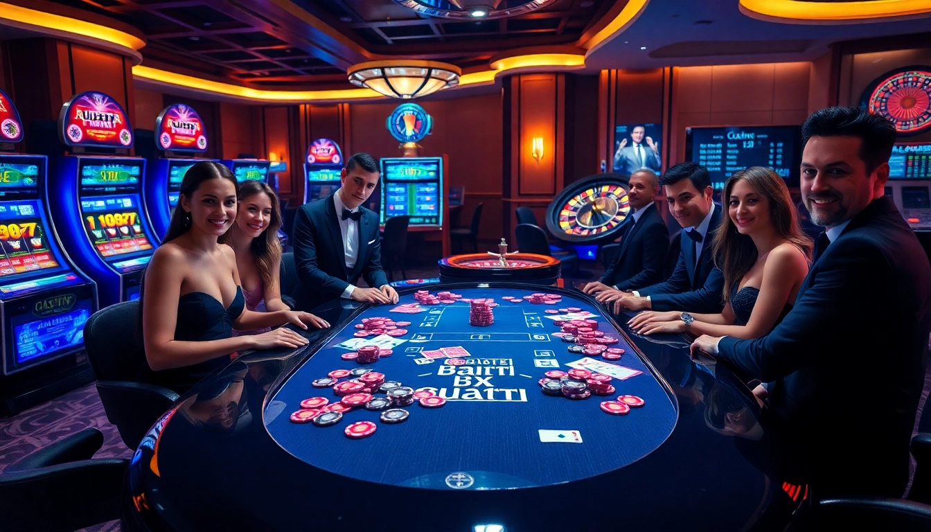 Experience the thrill of gambling at Bugatti8 with glamorous players at a luxurious gaming table.