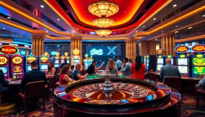 Exciting casino gameplay inspired by https://xn8844.com/, showcasing roulette, players, and vivid colors.