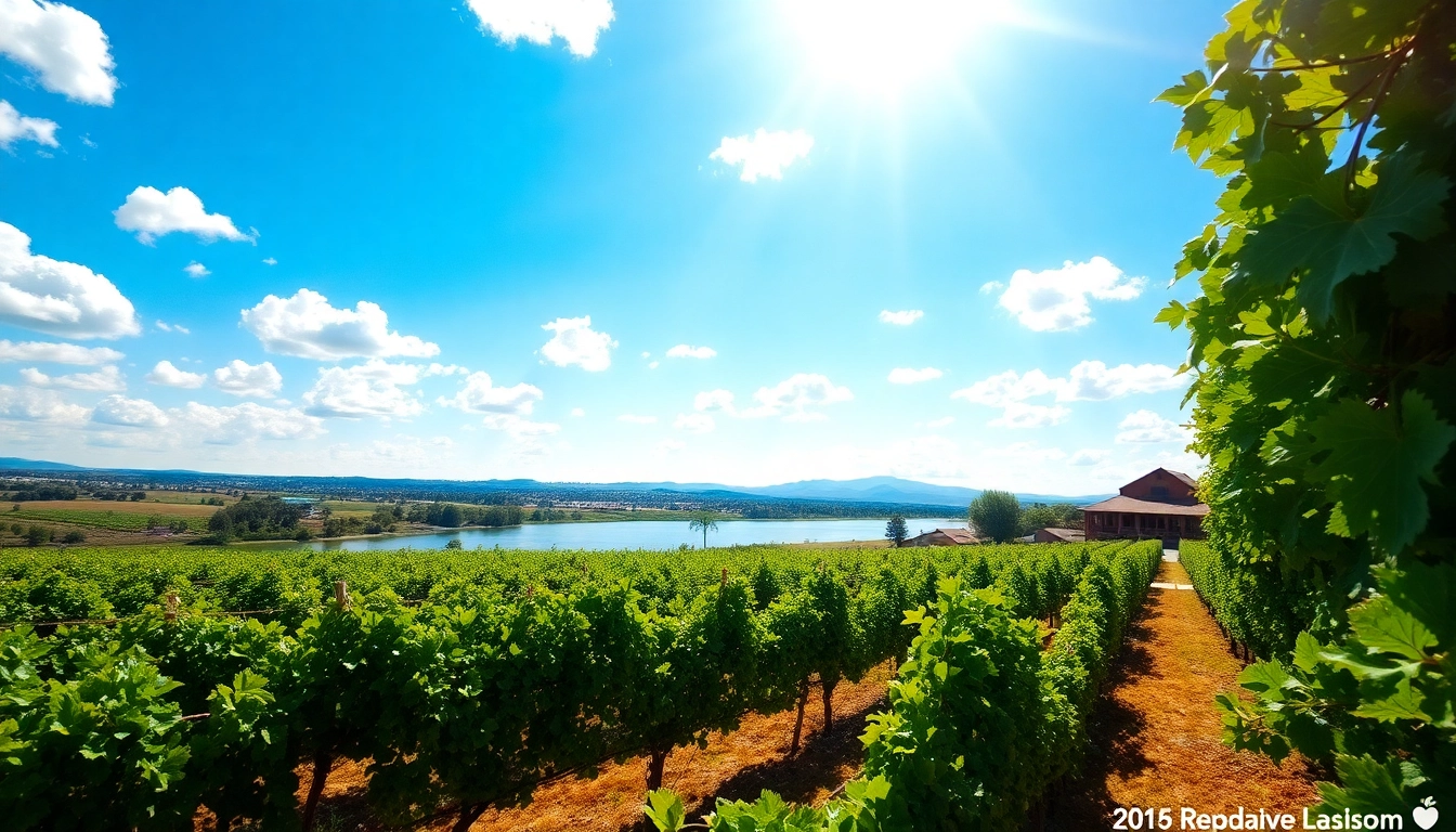Vineyards and Sacramento River in Clarksburg CA during sunny weather.