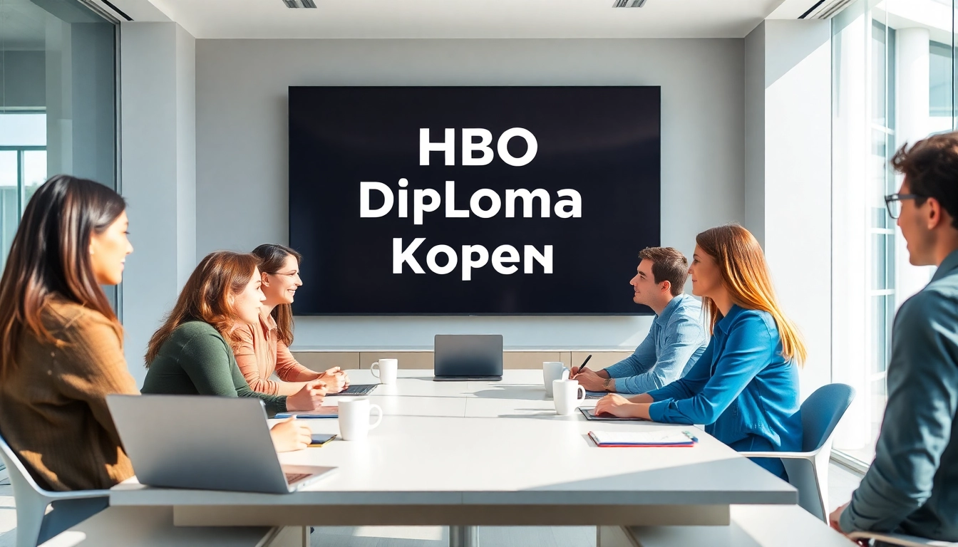 Engaging discussion about hbo Diploma kopen in a modern office setting.