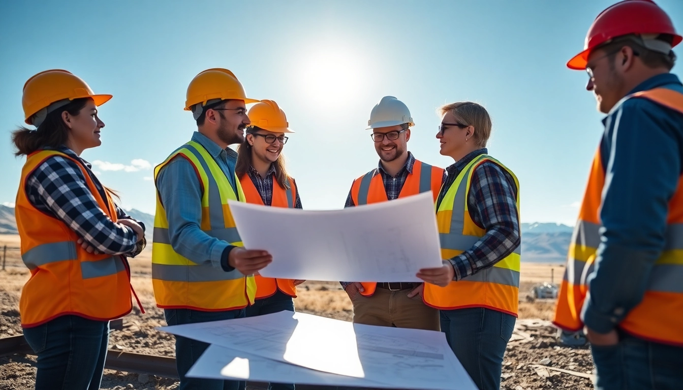 Engaged professionals at a construction site representing a construction association wyoming.