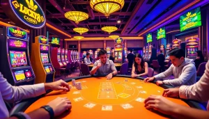 Experience the thrill of betting at nhà cái lucky88 with vibrant gambling tables and lively players.