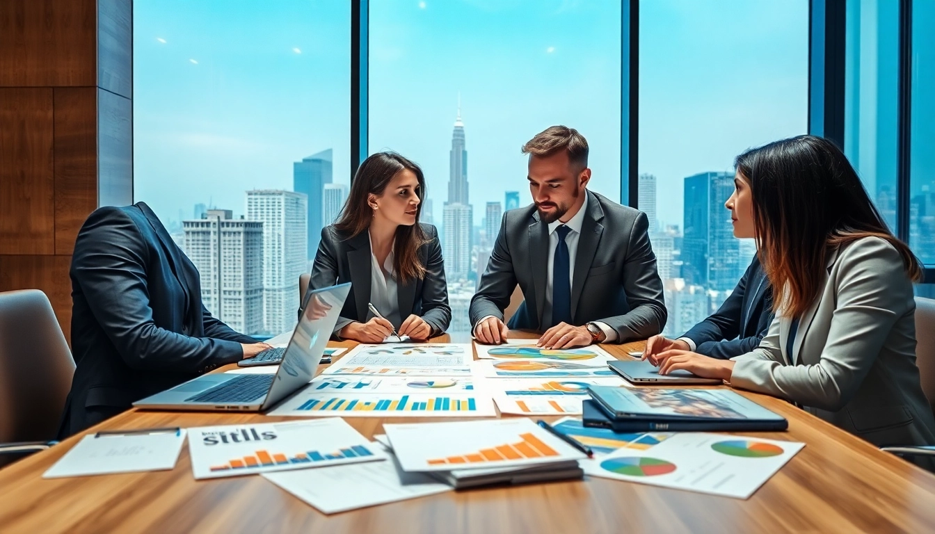 Engage with real estate professionals collaborating in an energetic office environment.