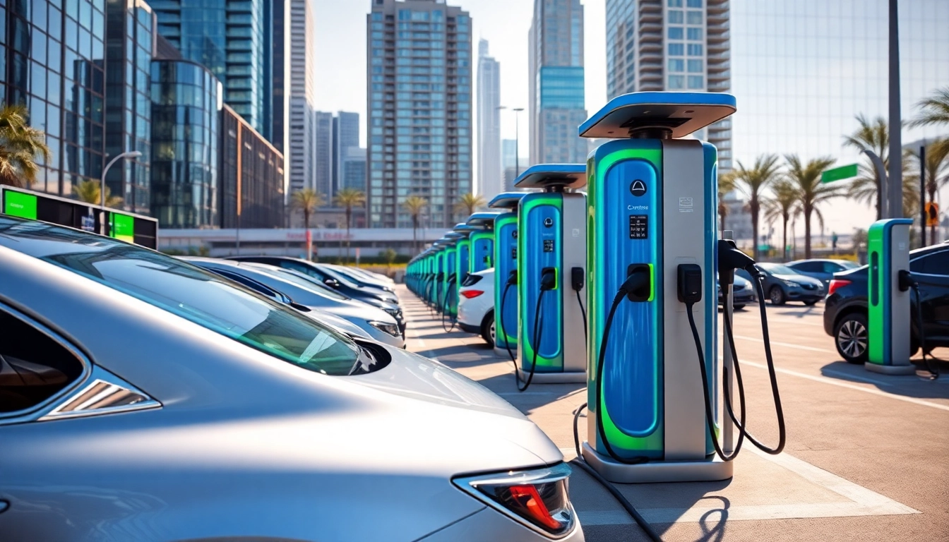 Stay informed with the latest EV charging news at a busy urban charging station.