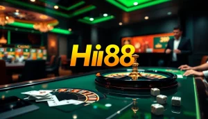 Experience the thrill of Hi88's online casino with vibrant gaming elements.