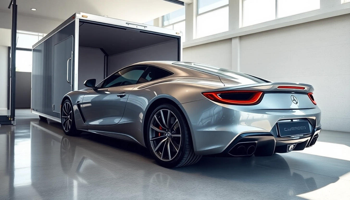 Transport luxury vehicles with care at https://luxuryautocarriers.com showcasing a pristine exotic car loading.