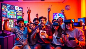 Players enjoying a thrilling gaming experience on XX88.XYZ, celebrating wins in a vibrant online gaming environment.