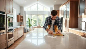 Transforming a kitchen during a home renovation with modern design elements and natural lighting.